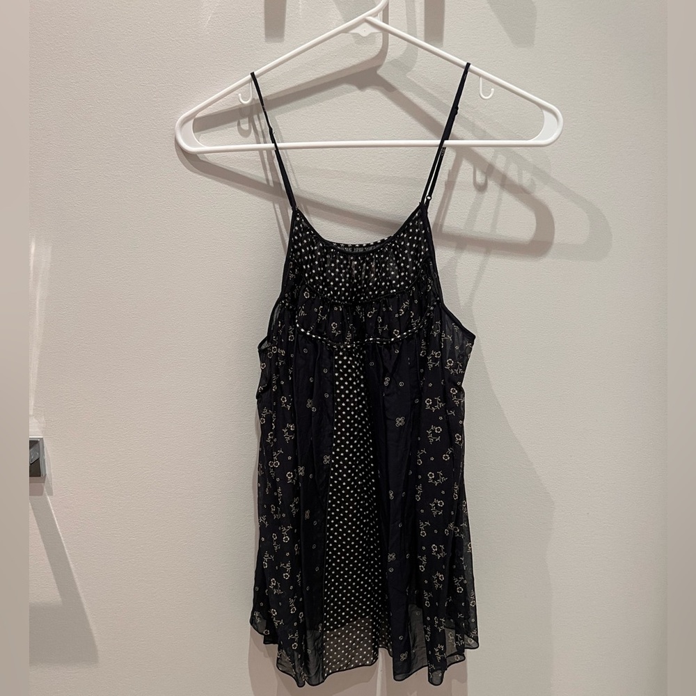 Navy Printed Spaghetti Strap Top - Anthropologie